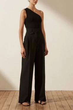 Shona Joy BASIC ONE SHOULDER TOP - BLACK TOPS