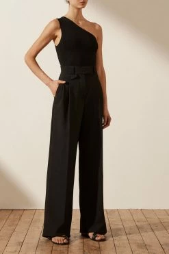 Shona Joy BASIC ONE SHOULDER TOP - BLACK TOPS