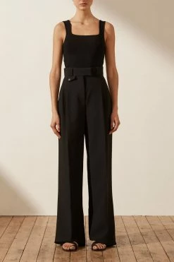 Shona Joy BASIC SQUARE NECK TOP - BLACK