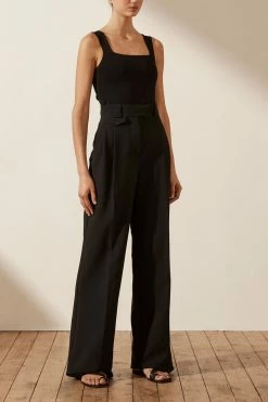 Shona Joy BASIC SQUARE NECK TOP - BLACK