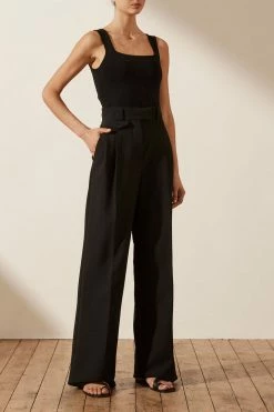 Shona Joy BASIC SQUARE NECK TOP - BLACK