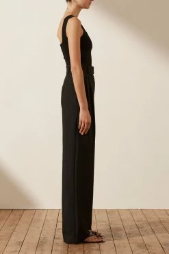 Shona Joy BASIC SQUARE NECK TOP - BLACK