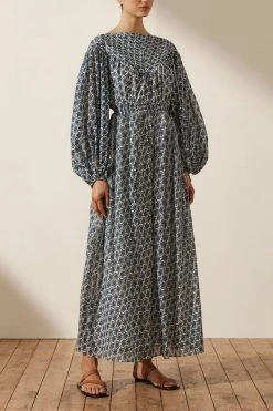 Shona Joy DANIELA PIN TUCK BALLOON SLEEVE MIDI DRESS DRESSES