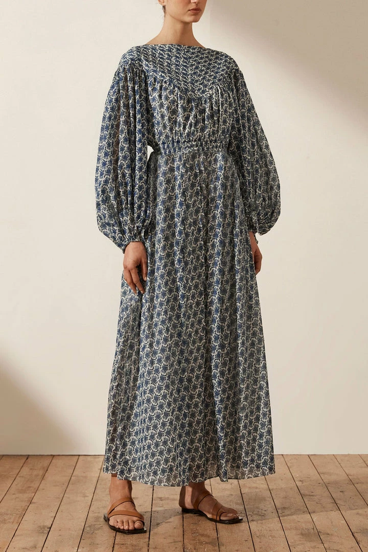 Shona Joy DANIELA PIN TUCK BALLOON SLEEVE MIDI DRESS DRESSES