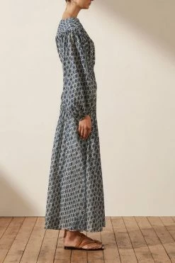 Shona Joy DANIELA PIN TUCK BALLOON SLEEVE MIDI DRESS DRESSES