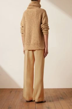 Shona Joy TOPS OLIVIA ROLL NECK JUMPER - CAMEL/MULTI