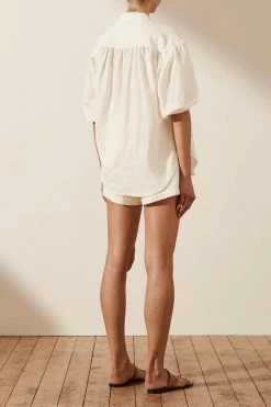 Shona Joy TOPS PRISCILA SHORT SLEEVE SHIRT - RICE