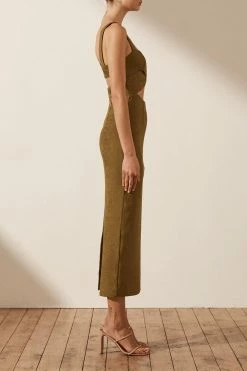 Shona Joy SIMONE CROSS OVER MIDI DRESS - CUMIN