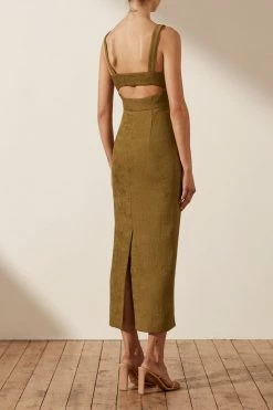 Shona Joy SIMONE CROSS OVER MIDI DRESS - CUMIN
