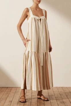 Shona Joy DRESSES SUZANA LINEN LOW BACK MIDI DRESS