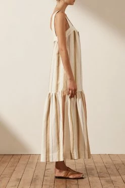 Shona Joy DRESSES SUZANA LINEN LOW BACK MIDI DRESS