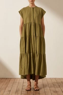 Shona Joy PRISCILA TIERED MIDI DRESS - CUMIN DRESSES