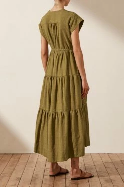 Shona Joy PRISCILA TIERED MIDI DRESS - CUMIN DRESSES