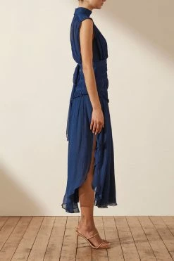 Shona Joy SAFIRA SLEEVELESS OPEN BACK MIDI DRESS - AGEAN BLUE DRESSES