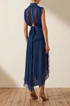 Shona Joy SAFIRA SLEEVELESS OPEN BACK MIDI DRESS - AGEAN BLUE DRESSES