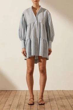 Shona Joy ROBERTA BALLOON SLEEVE TIERED MINI DRESS