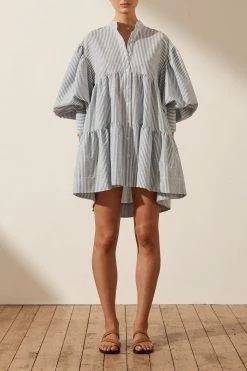 Shona Joy ROBERTA BALLOON SLEEVE TIERED MINI DRESS