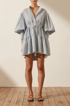 Shona Joy ROBERTA BALLOON SLEEVE TIERED MINI DRESS