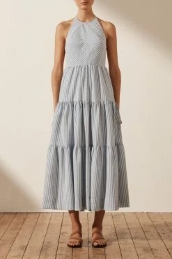 Shona Joy ROBERTA HALTER OPEN BACK MIDI DRESS