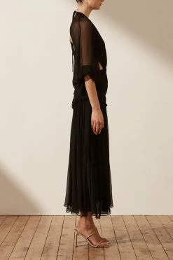 Shona Joy SAFIRA CUT OUT BACKLESS MIDI DRESS - BLACK DRESSES