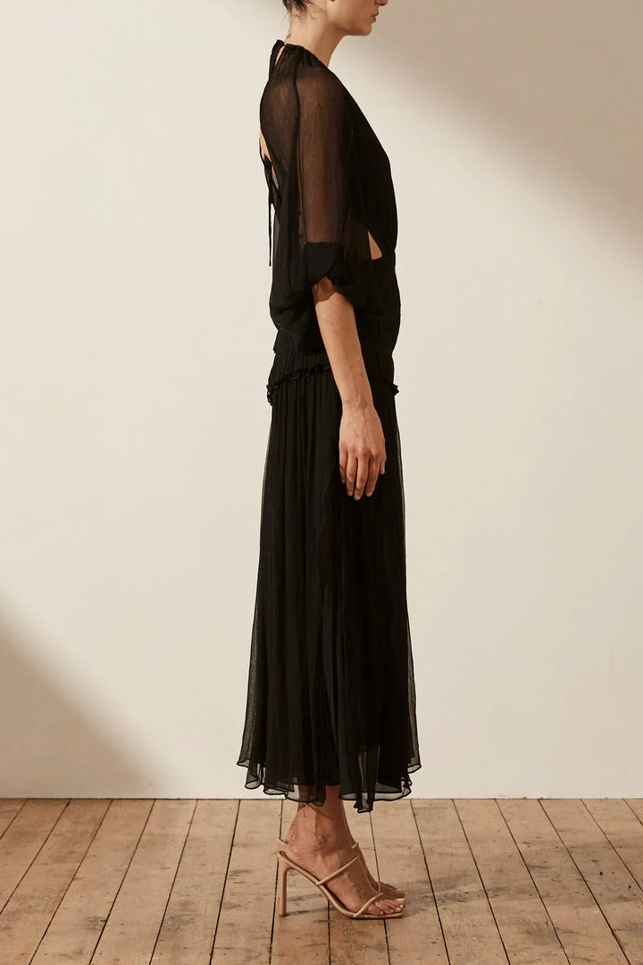 Shona Joy SAFIRA CUT OUT BACKLESS MIDI DRESS - BLACK DRESSES