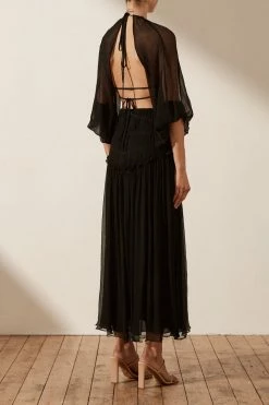 Shona Joy SAFIRA CUT OUT BACKLESS MIDI DRESS - BLACK DRESSES