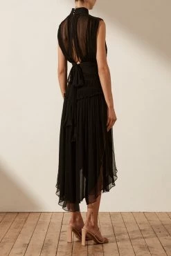 Shona Joy DRESSES SAFIRA SLEEVELESS OPEN BACK MIDI DRESS - BLACK