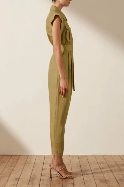 Shona Joy JUMPSUITS MATILDA LINEN UTILITY JUMPSUIT - CUMIN