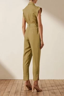 Shona Joy JUMPSUITS MATILDA LINEN UTILITY JUMPSUIT - CUMIN