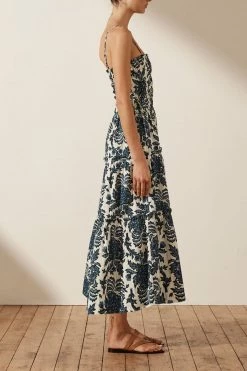 Shona Joy DIANA SHIRRED TIERED MIDI DRESS