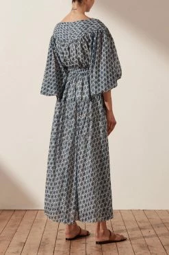 Shona Joy DANIELA PIN TUCK BALLOON SLEEVE MIDI DRESS DRESSES