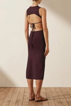 Shona Joy BASIC SLEEVELESS BACKLESS MIDI DRESS - COCOA BASICS