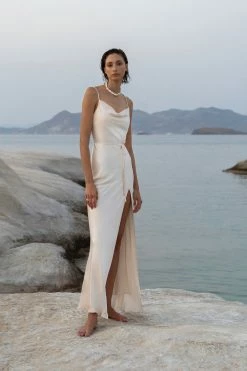 Shona Joy LA LUNE BIAS COWL MAXI DRESS - CREAM DRESSES