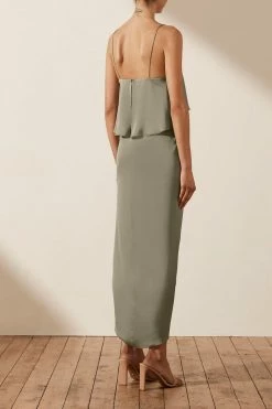 Shona Joy LUXE COCKTAIL FRILL DRESS - EUCALYPTUS DRESSES