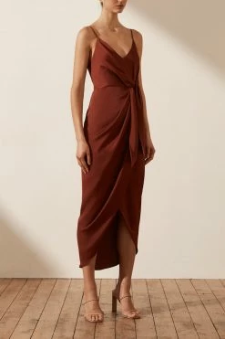 Shona Joy LUXE TIE FRONT COCKTAIL DRESS - SANGRIA DRESSES