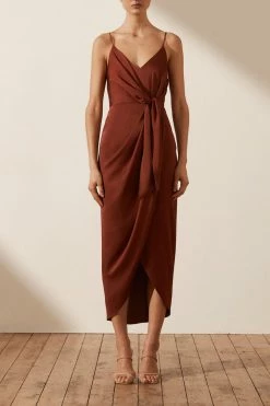 Shona Joy LUXE TIE FRONT COCKTAIL DRESS - SANGRIA DRESSES