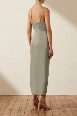Shona Joy LUXE TIE FRONT COCKTAIL DRESS - EUCALYPTUS DRESSES