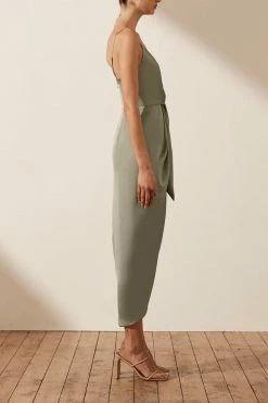 Shona Joy LUXE TIE FRONT COCKTAIL DRESS - EUCALYPTUS DRESSES