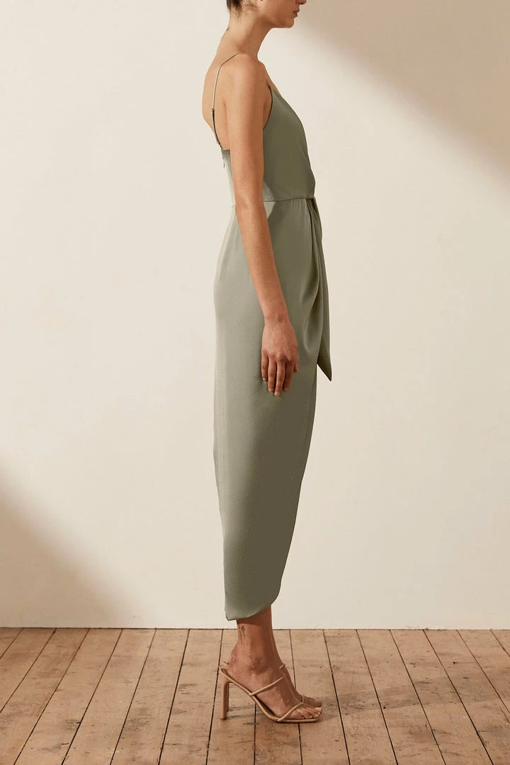 Shona Joy LUXE TIE FRONT COCKTAIL DRESS - EUCALYPTUS DRESSES