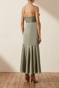 Shona Joy LUXE BIAS FRILL WRAP DRESS - EUCALYPTUS