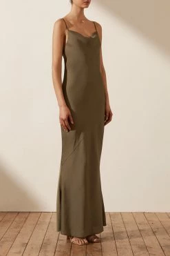 Shona Joy LUXE BIAS COWL SLIP DRESS - PINE