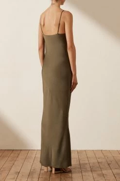 Shona Joy LUXE BIAS COWL SLIP DRESS - PINE