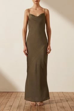Shona Joy LUXE BIAS COWL SLIP DRESS - PINE