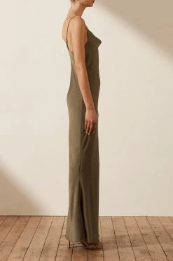 Shona Joy LUXE BIAS COWL SLIP DRESS - PINE