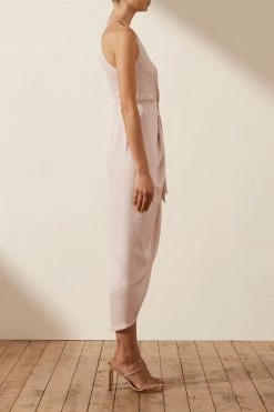 Shona Joy LUXE TIE FRONT SLEEVELESS MIDI DRESS - PORCELAIN