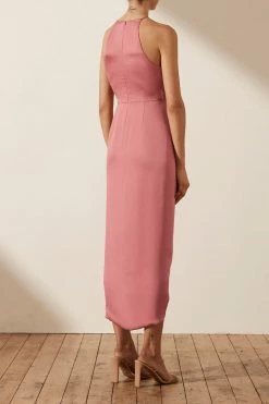 Shona Joy DRESSES LUXE TIE FRONT SLEEVELESS MIDI DRESS - ROSE