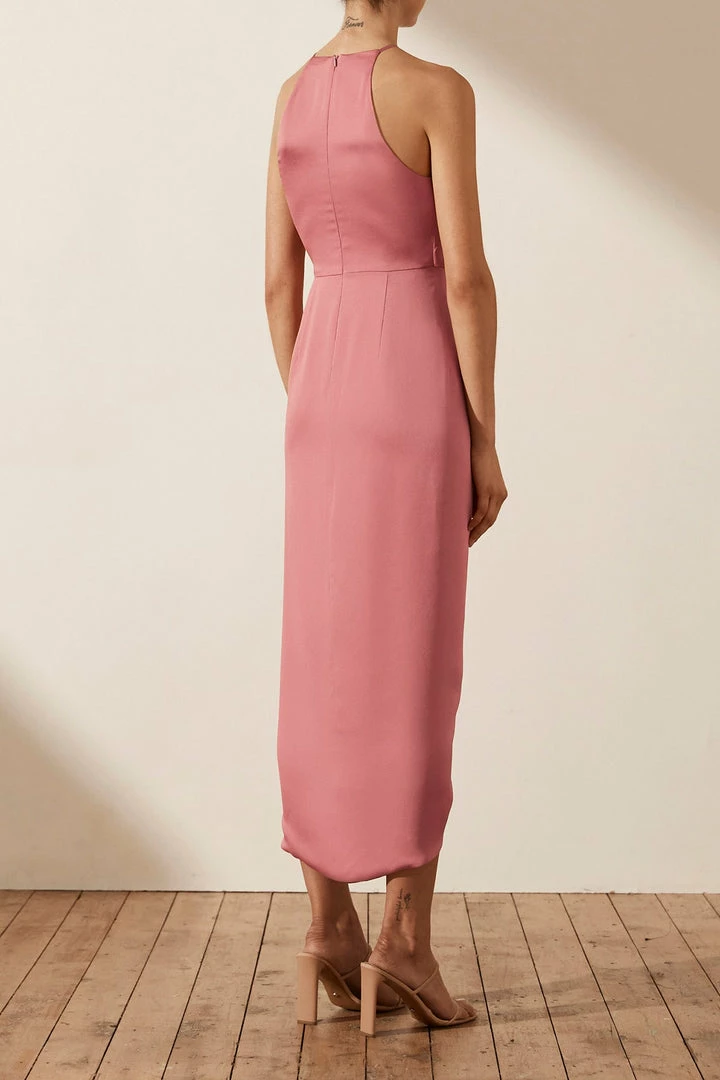 Shona Joy DRESSES LUXE TIE FRONT SLEEVELESS MIDI DRESS - ROSE