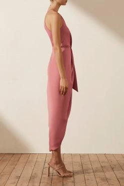 Shona Joy DRESSES LUXE TIE FRONT SLEEVELESS MIDI DRESS - ROSE