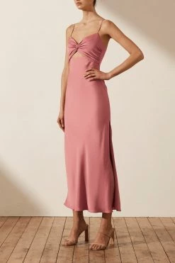 Shona Joy LUXE TWIST FRONT SLEEVELESS MIDI DRESS - ROSE