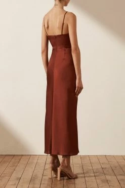 Shona Joy LUXE TWIST FRONT SLEEVELESS MIDI DRESS - SANGRIA DRESSES